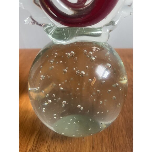 MURANO GOLD FLECK RED GLASS LARGE SEAHORSE SCULPTURE BUBBLE BULLICANTE 11" - Picture 7 of 11